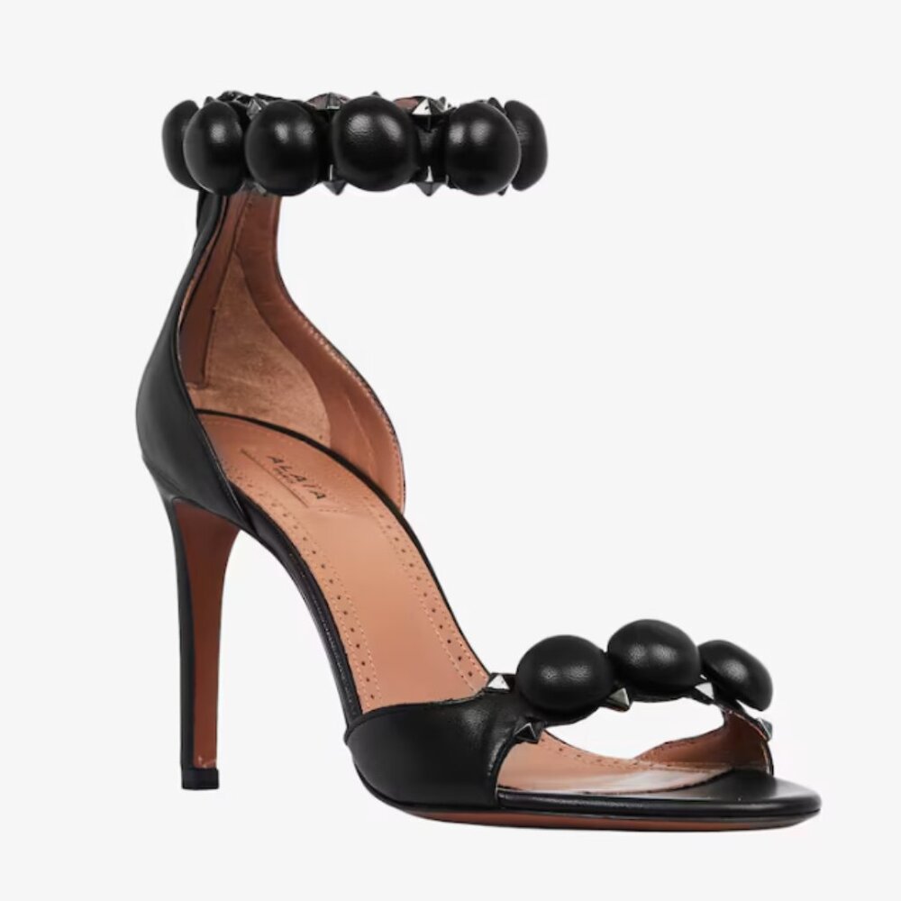 Alaia Women's Black La Bombe Sandals in Calfskin